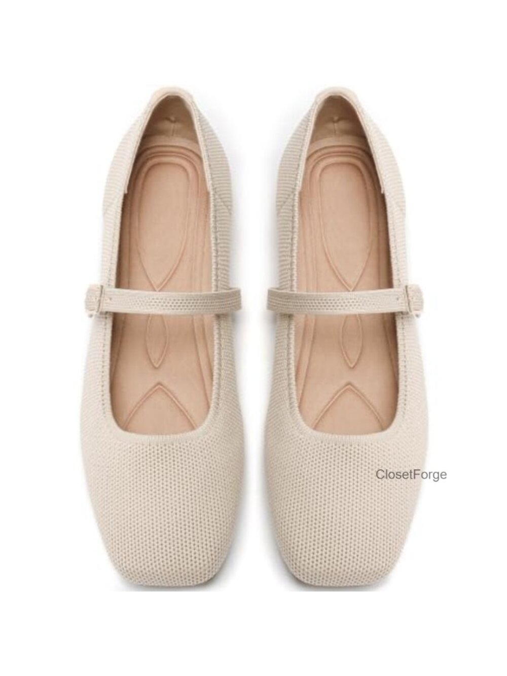 Women's Breathable Mesh Mary Jane Flats Soft Square Toe Memory Foam Ballet Shoes